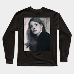 Jessica Chastain - Pastel on Canvas Painting Long Sleeve T-Shirt